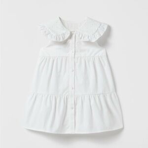 NWT Zara Tiered Embroider Ruffled Collar Dress